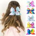 thumbnail image 1 of YAOBAMM Glitter Pattern Hair Clip 5Pcs Kids Hair Clips Gradient Color Rainbow Striped Bowknot Decor Girl Hair Pins Hair Accessories Back to School Christmas Gift, 1 of 5
