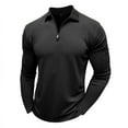 thumbnail image 2 of ZCFZJW Men's Polo Shirts Long Sleeve Golf Polo Shirts for Men Quick Dry Solid Color Sun Protection Polos Casual Quarter Zip up Collared Shirts Black M, 2 of 5