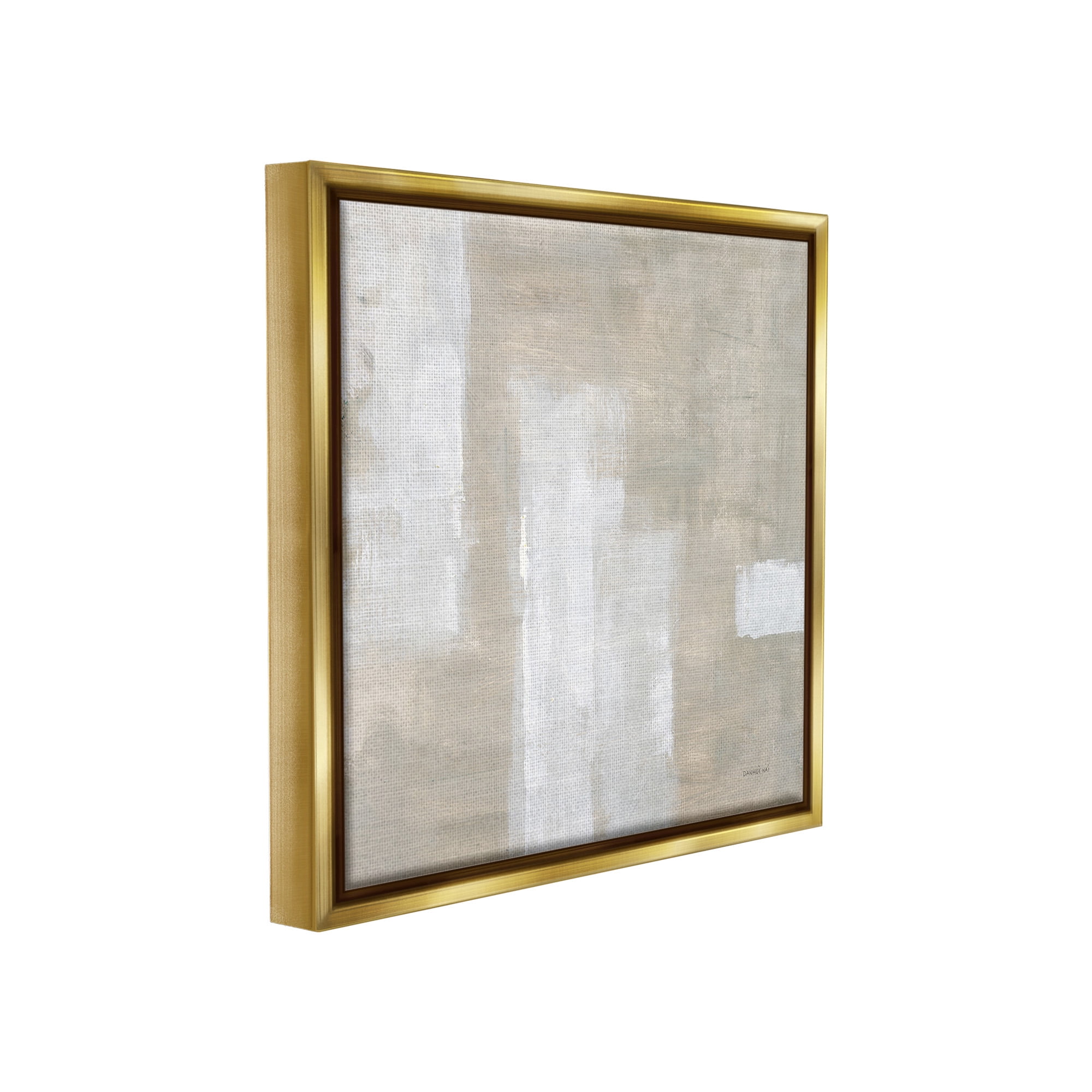 Stupell Industries Subtle Beige Abstract Abstract Painting Gold Floater Framed Canvas Art Print Wall Art, 18 x 18