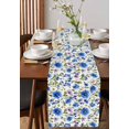 thumbnail image 4 of Blue Flower Table Runner 120 Inches, Pink Botanical Blossoming Floral Plant Bed Runner Dresser Scarves Tabletop for Indoor Outdoor Parties/Ceremony/Banquet, 13"x 120", 4 of 8