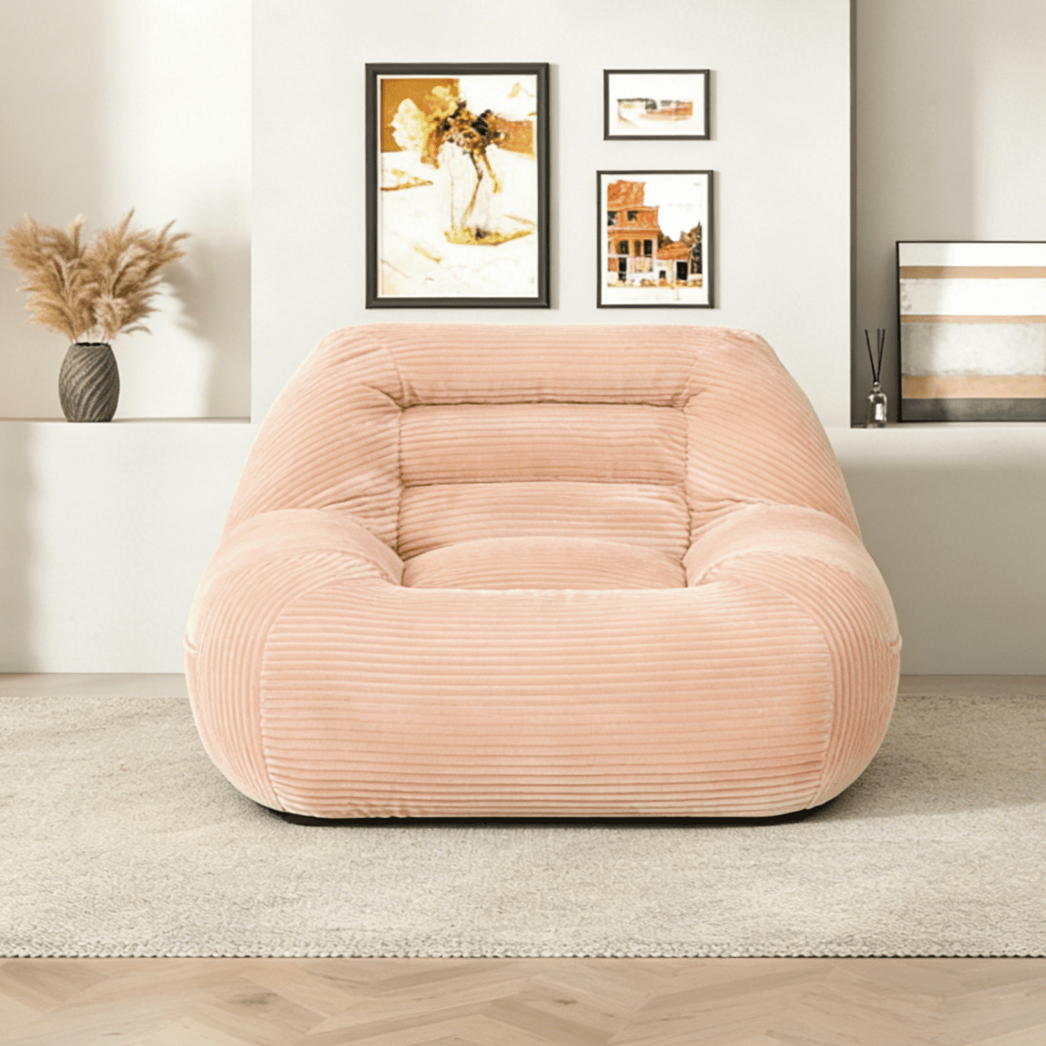 Corduroy Bean Bag Chair Sofa, No Assembly Required, Ergonomic Design, Cozy Fabric, 72-Hour Expansion, Versatile Lounger for Living Room Bedroom Dorm