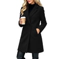 thumbnail image 7 of Afelkas Women Winter Peacoat Double Breasted Notched Lapel Mid Length Warm Wool Blend Coat with Pockets, 7 of 7
