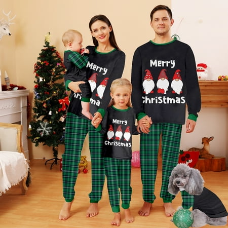 

Family Matching Christmas Pajamas Set Christmas Buffalo Plaid Stripe Print Sizes Baby-Kids-Adult-Pet 2-Piece Top and Pants Bodysuits Unisex Pajamas Sets