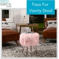 thumbnail image 6 of BirdRock Home Faux Fur Foot Stool Ottoman with Hair Pin Legs - Pink, 6 of 6