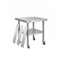 thumbnail image 6 of Stainless Steel Work Table, 30x30 Inch Commercial Food Prep Worktable with Wheels, Detachable 3-Sided Backsplash & Height-Adjustable Shelf for Kitchen Restaurant Garage, 6 of 8