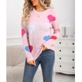 thumbnail image 2 of CORIRESHA Women's Casual Valentine's Day Colorful Heart Shaped Round Neck Long Sleeve Knitted Sweater Pullover, 2 of 3