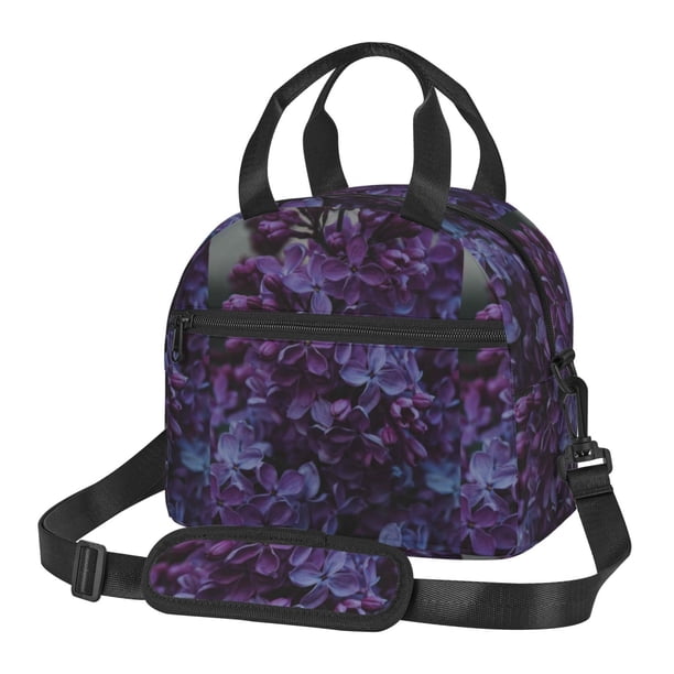 Balery Lilac Bolsa de Almuerzo Impresa, Caja de Almuerzo Reutilizable, Bolsa Térmica Aislada para Almuerzo, Bolsa Antiderrames