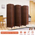 thumbnail image 4 of 5.7ft Wood Fiber Woven Room Divider 6 Panels, Removable Brown Wooden Room Divider, Separator by LAZYLAND, 4 of 5