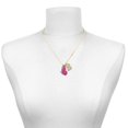 thumbnail image 2 of Delight Jewelry Silver-tone Large Translucent Hot Pink Flying Butterfly - Large Goldtone Crystal Initial - B - Charm Necklace, 17.5"+2", 2 of 4