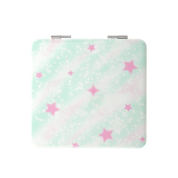 Unique Bargains 1 Pc Women Square Shape Handheld Mirror for Travel White Green