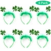 ToyHub 6 Pack St. Patrick's Day Green Shamrock Clover Headbands/Top Hat Saint Patrick's Costume Accessories St Patricks Party Favors Decorations