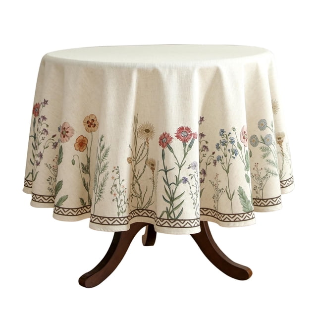 Mantel ISAENNE Designer de lino blanco roto, 170 cm de diámetro