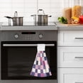 thumbnail image 4 of Yayeee Kitchen Hanging Hand Towels Set of 2 with Loop Bathroom Absorbent Tie Towel, Pink and Purple Plaid Pattern, 4 of 7