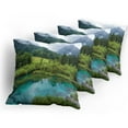 thumbnail image 5 of Ambesonne Landscape Throw Pillow Cover 4 Pack, Zelenci Pond Slovenia, 18", Green Aqua, 5 of 7