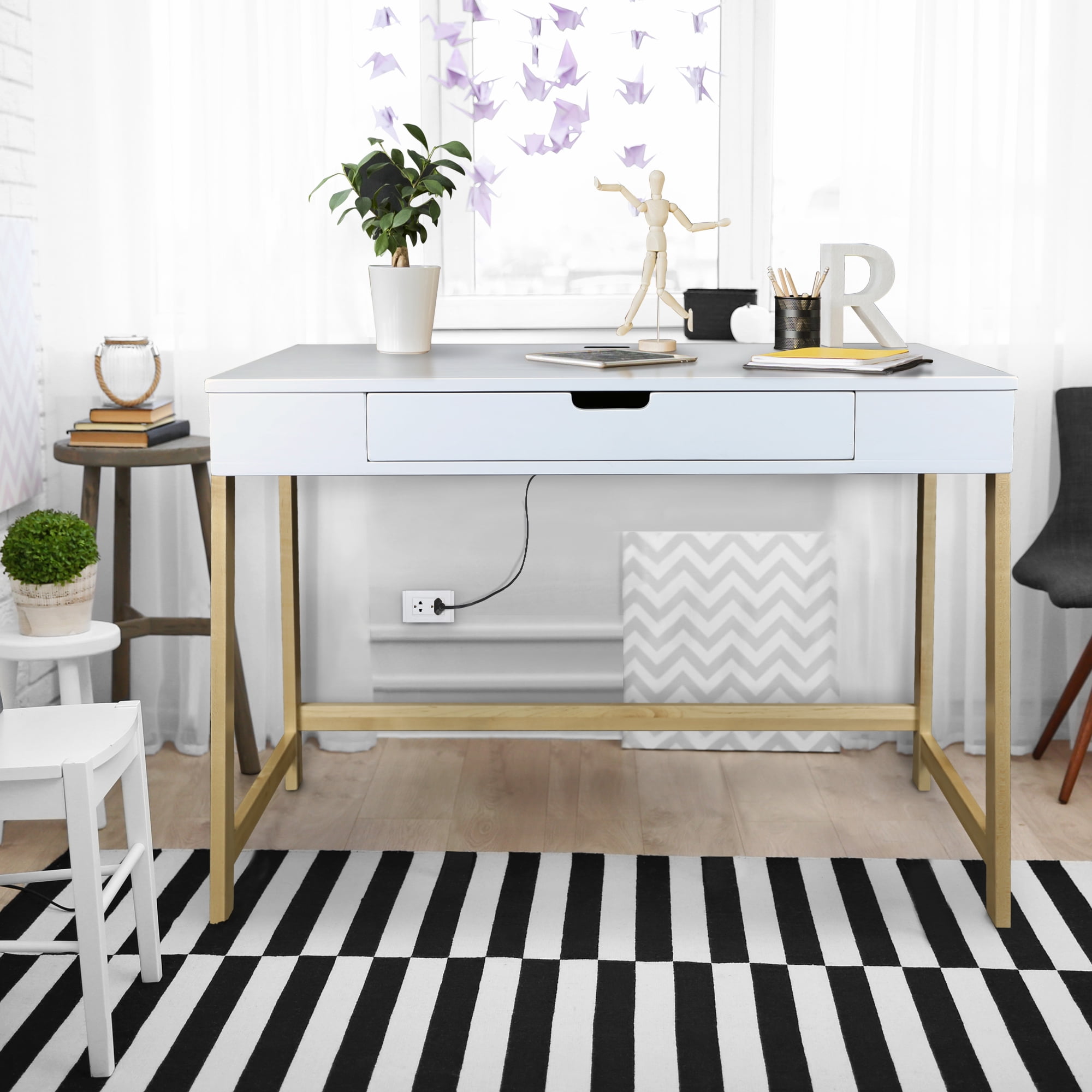 American Trails Art Deco Writing Desk Maple White Finish Com American Trails Art Deco Writing Desk, American Trails Art Deco Writing Desk