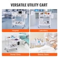 thumbnail image 5 of VEVOR 2 Tiers Lab Carts Mobile Medical Cart 2 Trays 2 Drawers 3 Trash Cans White, Trolley Storage Cart with PP Material, Lab Rolling Cart with 4 Silent Wheels for Lab, Clinic, Hospital, Salon, Office, 5 of 10