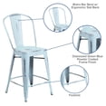 thumbnail image 4 of Pemberly Row 24" Metal Curved Slat Back Counter Stool in Green Blue, 4 of 8