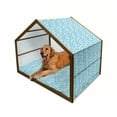 thumbnail image 1 of Blue and White Pet House, Cartoon Sky with Fluffy Clouds Clear Day Pattern, Outdoor & Indoor Portable Dog Kennel with Pillow and Cover, 5 Sizes, Pale Blue Pale Blue, by Ambesonne, 1 of 4