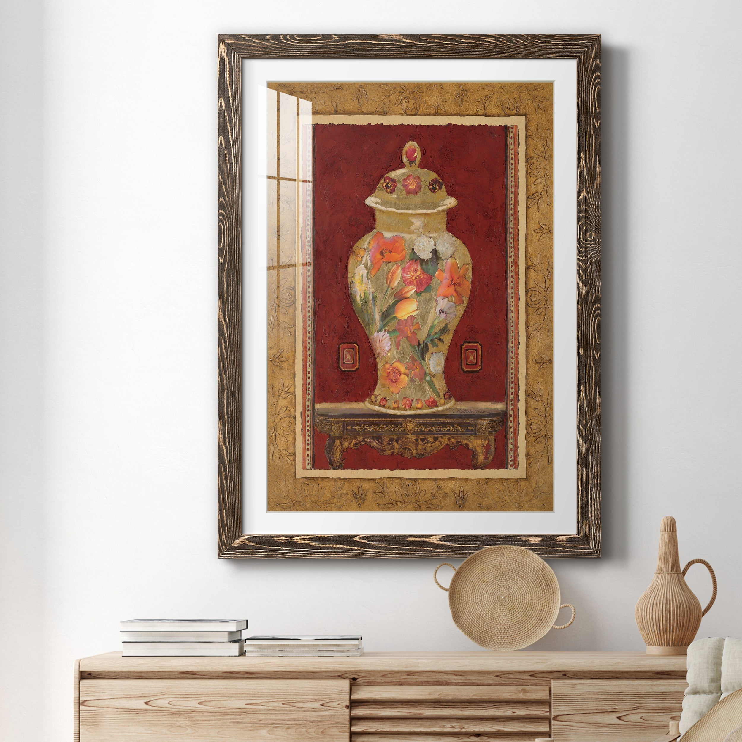 Romantic Urn II - Premium Framed Print - Distressed Barnwood Frame - Ready to Hang