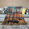 thumbnail image 2 of Autua Buffalo Grazing Sunset Flannel Blanket Exquisite Gifts Super Soft Blanket for All Seasons 50x60in, 2 of 6