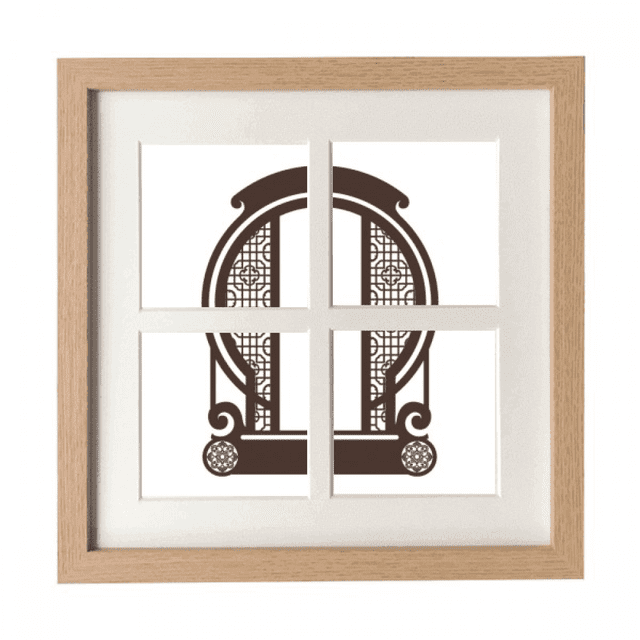 Chinese Culture Blue Flower Door Frame Wall Tabletop Display 4 Openings Picture