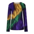 thumbnail image 3 of TrendVibe365 Mardi Gras Womens Long Sleeve Tops Plus Size Dressy Plus Size Crew Neck Polyester Casual Mask Printed Mardi Gras Celebrations Blouse Tops for Mardi Gras Event Purple M, 3 of 4