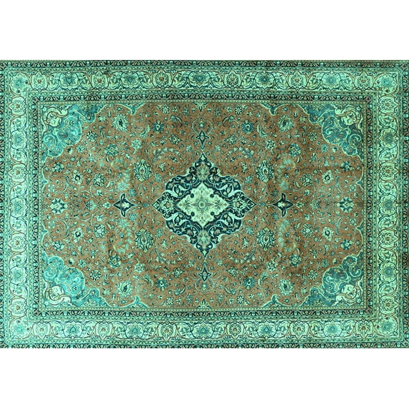 Ahgly Company Indoor Rectangle Persian Turquoise Blue Traditional Area Rugs, 4' x 6'