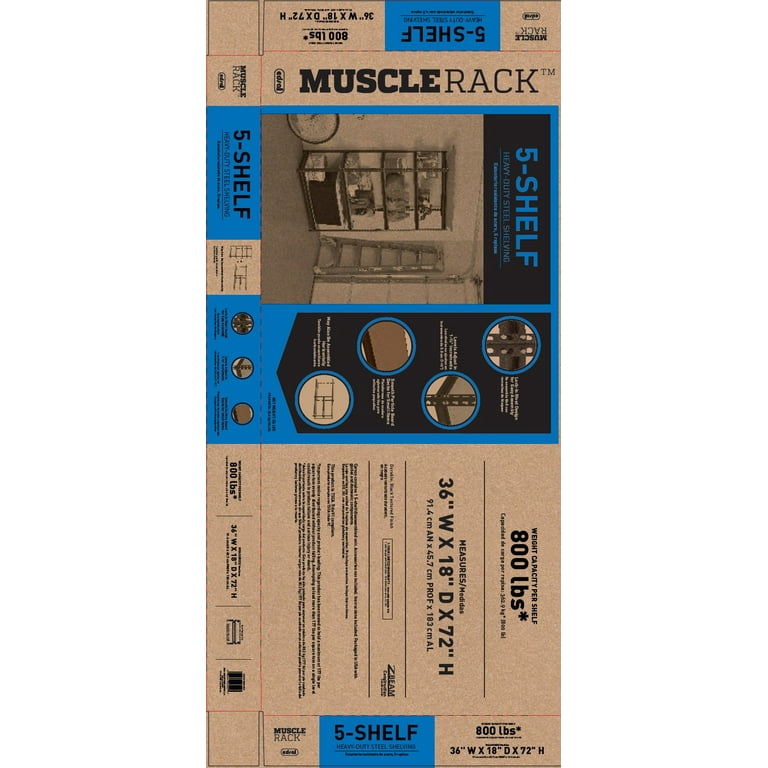 Muscle Rack 5-Tier Heavy Duty Steel Garage Storage Shelving Unit in Black (36 in. W x 72 in. H x 18 in. D)