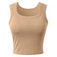 thumbnail image 5 of MIXUE Tank Top for Women Summer Solid Color Strappy Square Collar Padded Sleeveless Outdoor Camisole Vest Womens Tank Tops Sportwear,Brown,One Size, 5 of 8