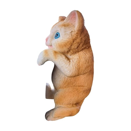 Hanging Animal Statue Flower Pot and Vase Hugger Creative Garden Sculpture Yellow Kitty