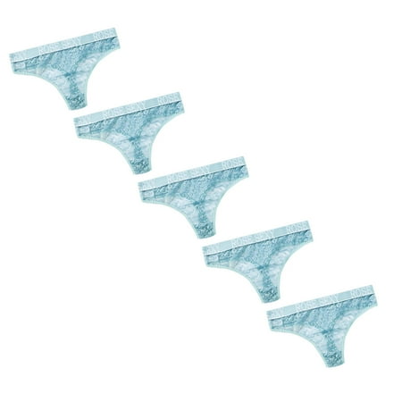 

Womens Underwear Brief Hollow out Seeing Through Letter Print Low Waist Skinny Short Panties5PC