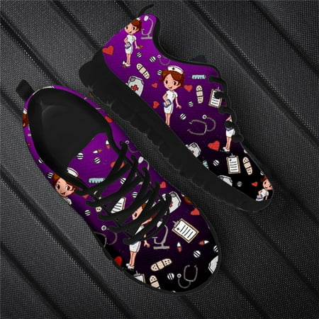 

Female Casual Shoes Cute Nurse Woman Sneakers Premium Sketch Physio Pattern Flat Shoes Women Spring Ladies Sport Jogging Shoe