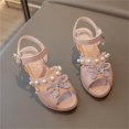thumbnail image 6 of Viluyesy Girls Rhinestone Bow Sandals Kids Pointed Dress Heels Summer Wedding Party Performance Princess Shoes Pink Size 2 M, 6 of 7