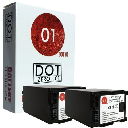2x DOT-01 Brand 3200 mAh Replacement Canon BP-827 Batteries for Canon HFS100 Camcorder and Canon BP827