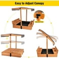 thumbnail image 3 of Aivituvin Outdoor Kids Sandbox with UV-Resistant Canopy & Lid, Sand Box with 2-in-1 Foldable Seats, 47"x47" Length, 3 of 13