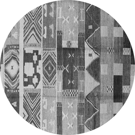 Ahgly Company Indoor Round Oriental Gray Industrial Area Rugs, 4' Round