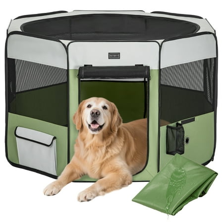 PETSFIT Dog Playpen Indoor/Outdoor,Portable Pet Playpen with Removable Zipper Top,Waterproof Bottom, Foldable Puppy Pen for Cats, Large Breeds