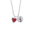 thumbnail image 2 of Delight Jewelry Silvertone Red Heart with Beaded Border Silvertone Script Initial Disc - J - Charm Necklace, 20"+3", 2 of 4