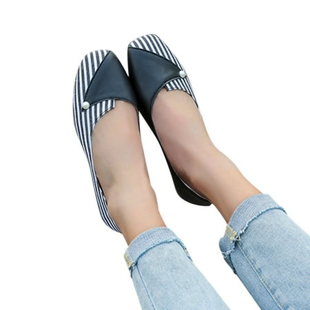 

f21 Fashion Spring And Summer Comfortable Casual Flat Pump Women s Shoes With Color Matching Stripes Womens Flat Sandals Dress Shoes Size 8.5 Black