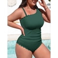 thumbnail image 6 of Asoul Plus Size One Shoulder Scalloped Bathing Suits for Womens Ruched Full Coverage Swimwear Ribbed One Piece Swimsuit Womens, 6 of 11