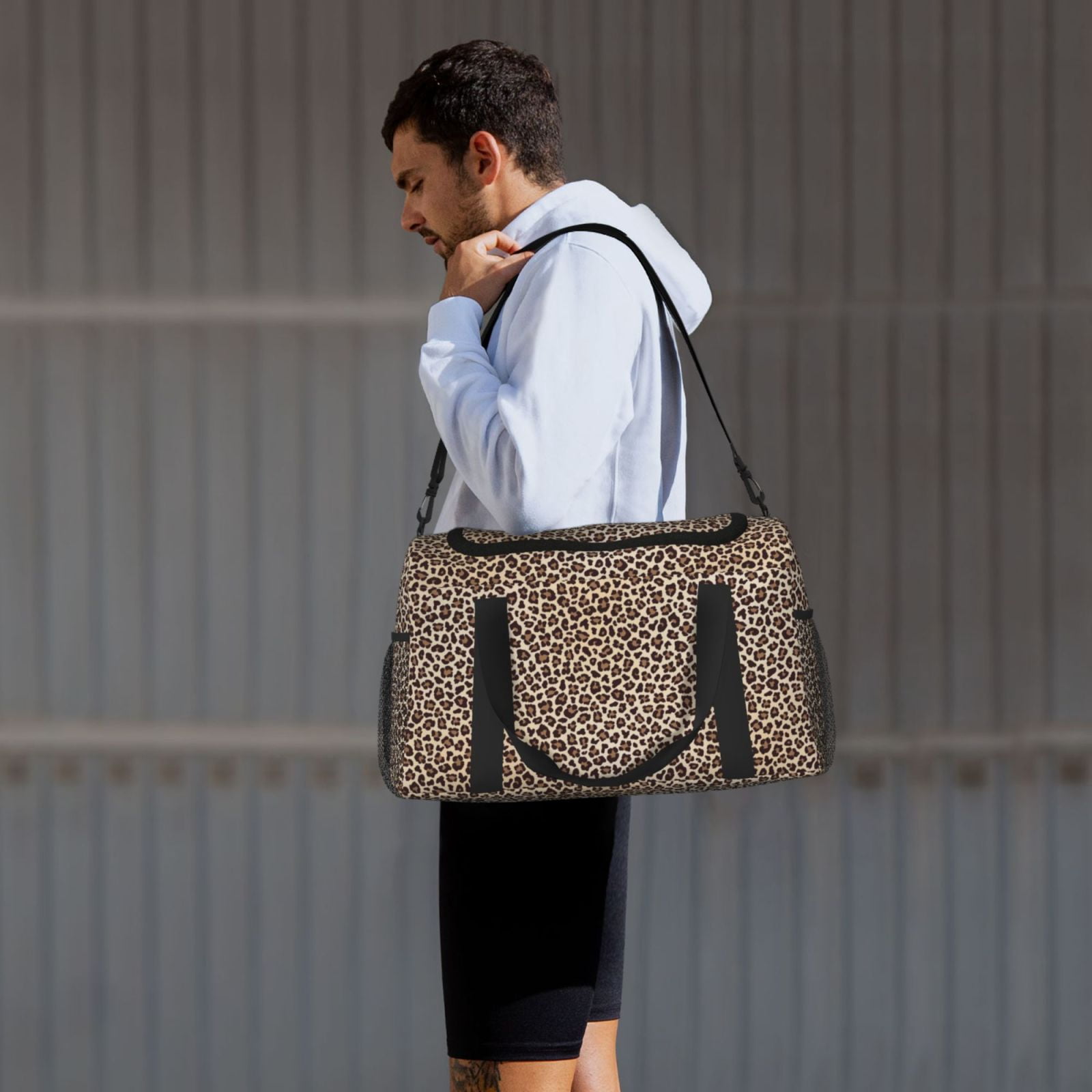 Fuzoiu Leopard Print-2 Print Travel Duffle Bag,Carry On Tote Bags,Duffel Bag,Sport Gym Bag, Hospital Bag for Labor and Delivery, Overnight Bag,Luggage Bag