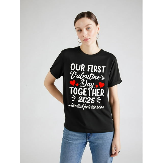 100% Cotton Our First Valentines Day As Mr And Mrs 2025 Married Couples T-Shirt Tee For Adult, Men, Women, Teen, Teenager, Adolescent, Youth