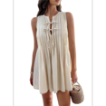 thumbnail image 2 of Robe Mini à Nouer devant pour Femmes Été Sans Manches Plissée Décontractée Ample Style Babydoll Robes m, 2 of 10