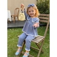 thumbnail image 4 of Loicainy Baby Toddler Girls Fall Clothes Set 3 6 12 18 24 Months 2T 3T Lace Trim Long Sleeve Doll Collar Tops and Elastic Waist Pants Headband Outfits, 4 of 9
