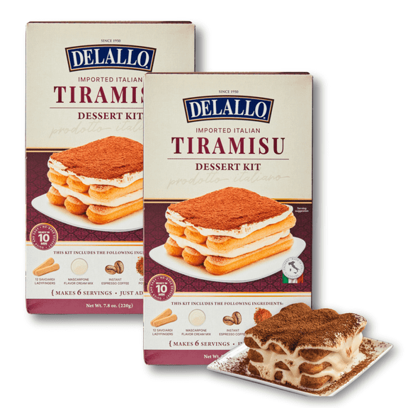 DeLallo Tiramisu Kit, No-Bake Dessert Mix, 7.8 oz Box, (2 Pack)