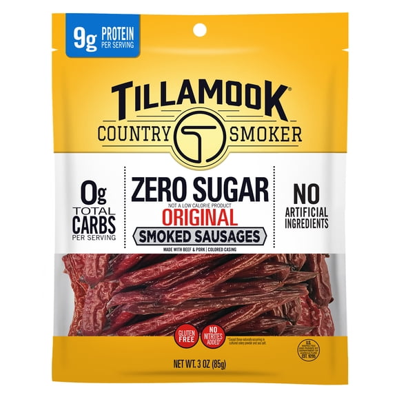 Tillamook Country Smoker Original Zero Sugar Smoked Sausages, 9g Protein per Serving, 3 Oz