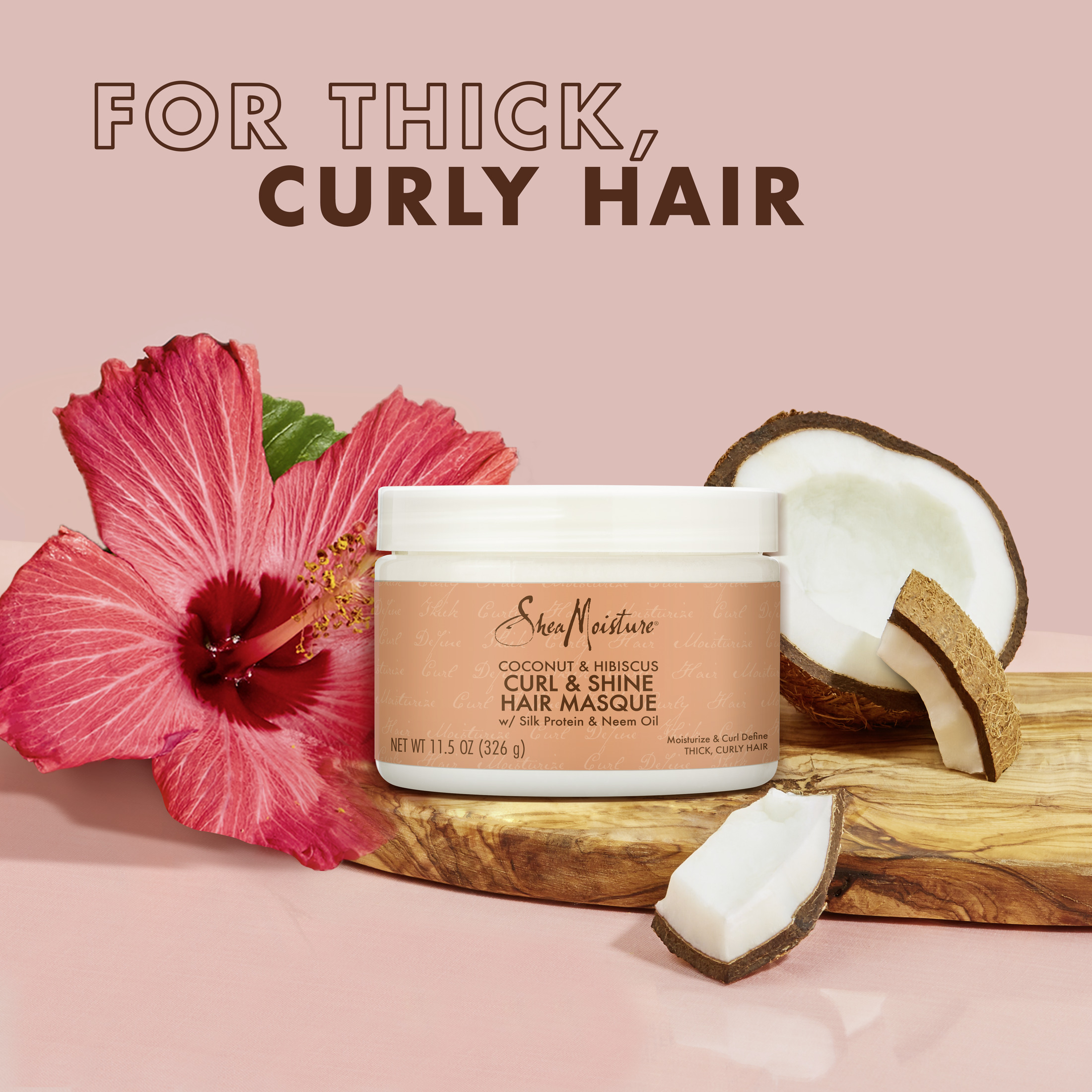 SheaMoisture Curl and Shine Hair Mask with Shea Butter, Coconut and Hibiscus, 11.5 oz - image 3 of 7