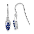 thumbnail image 4 of 925 Sterling Silver Rhodium-plated Diamond & Sapphire Shepherd Hook Earrings, 4 of 5