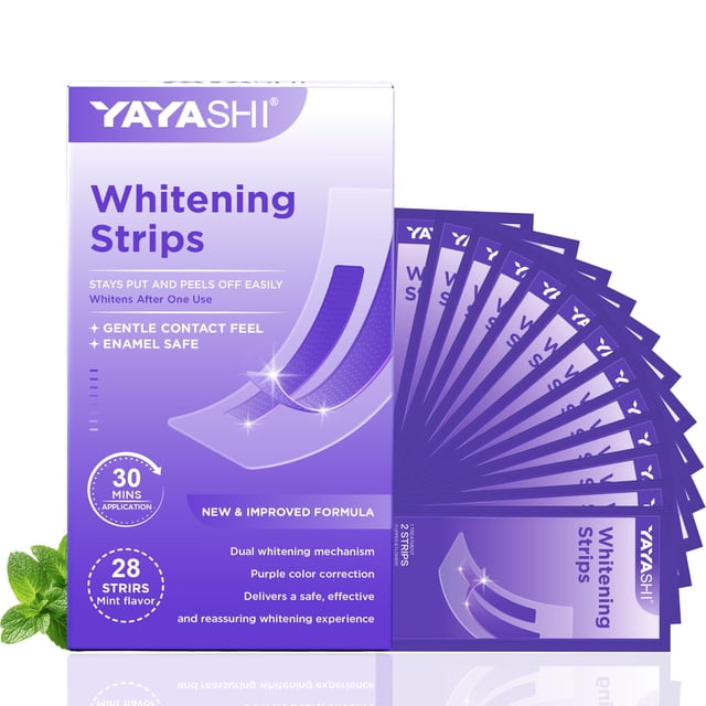 Tiras blanqueadoras YAYASHI Purple, seguras para el esmalte, 28 piezas