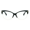 thumbnail image 2 of Fashion Half Rim Womens Cat Eye Clear Lens Horned Glasses Black Gold, 2 of 3